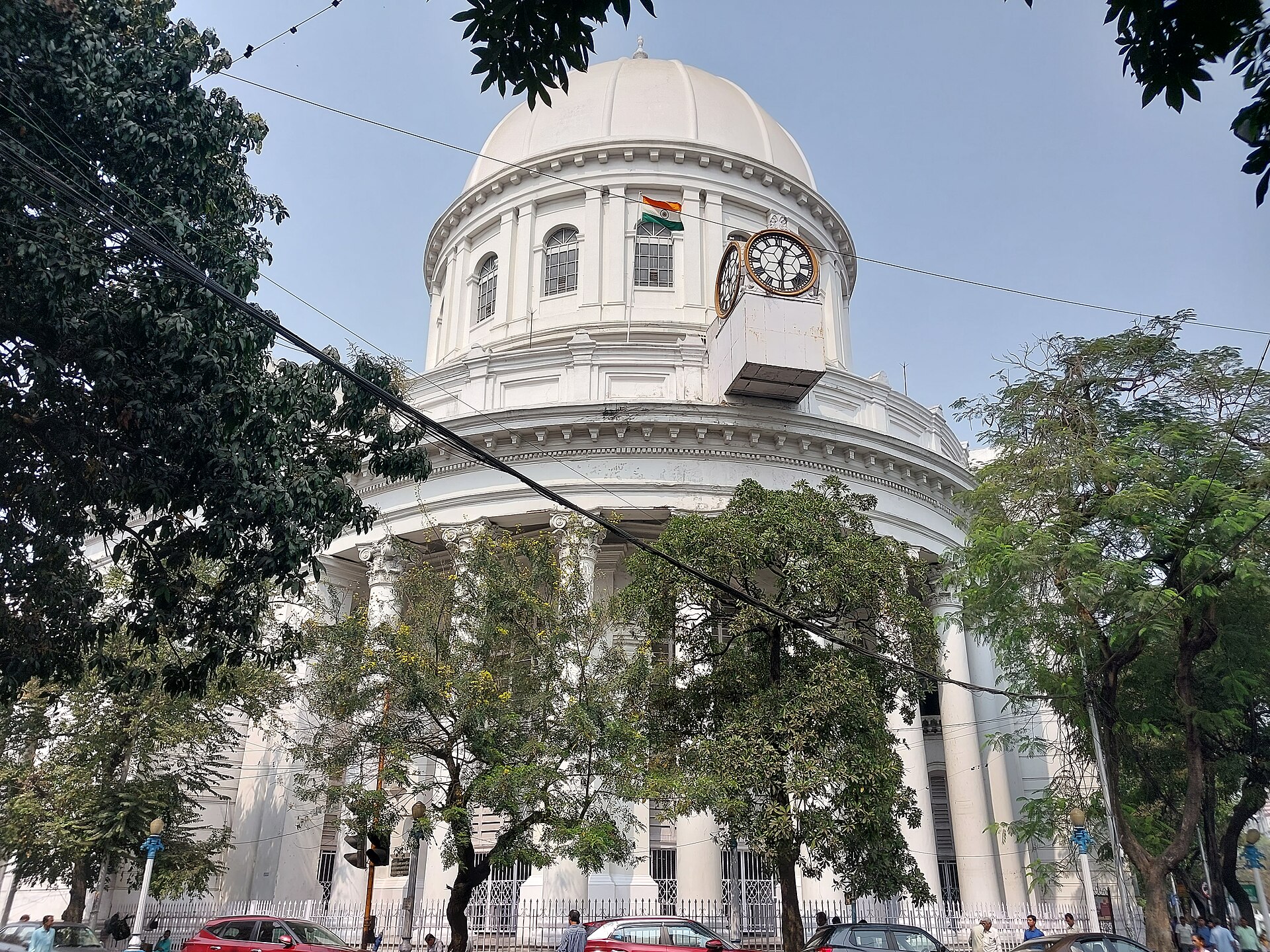 The Calcutta High Court, a colonial building with a white dome and clock tower, exemplifies India's heritage.