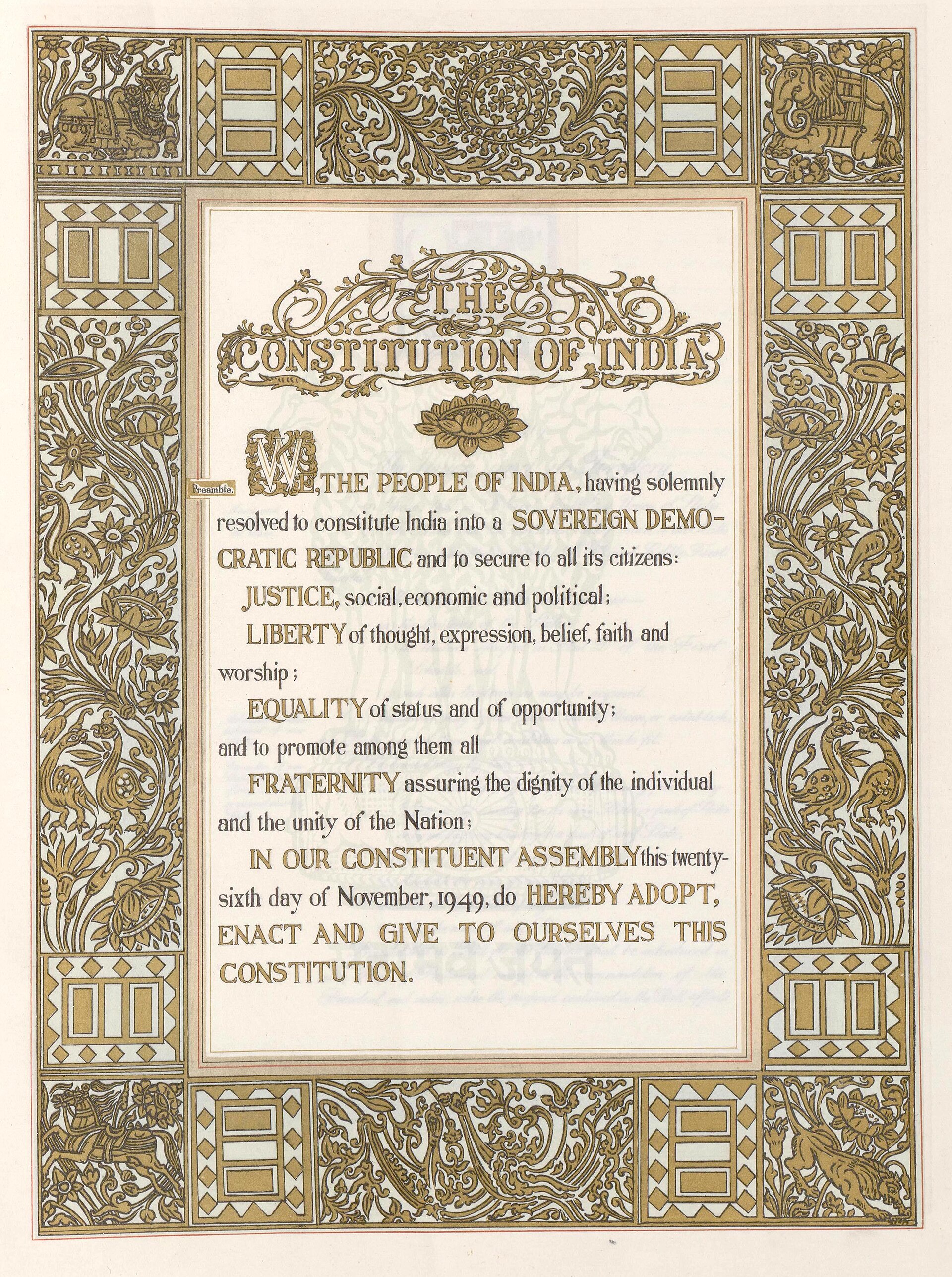 Constitution of India | Indian Press The Constitution of India is displayed, relating to current affairs and the republic.