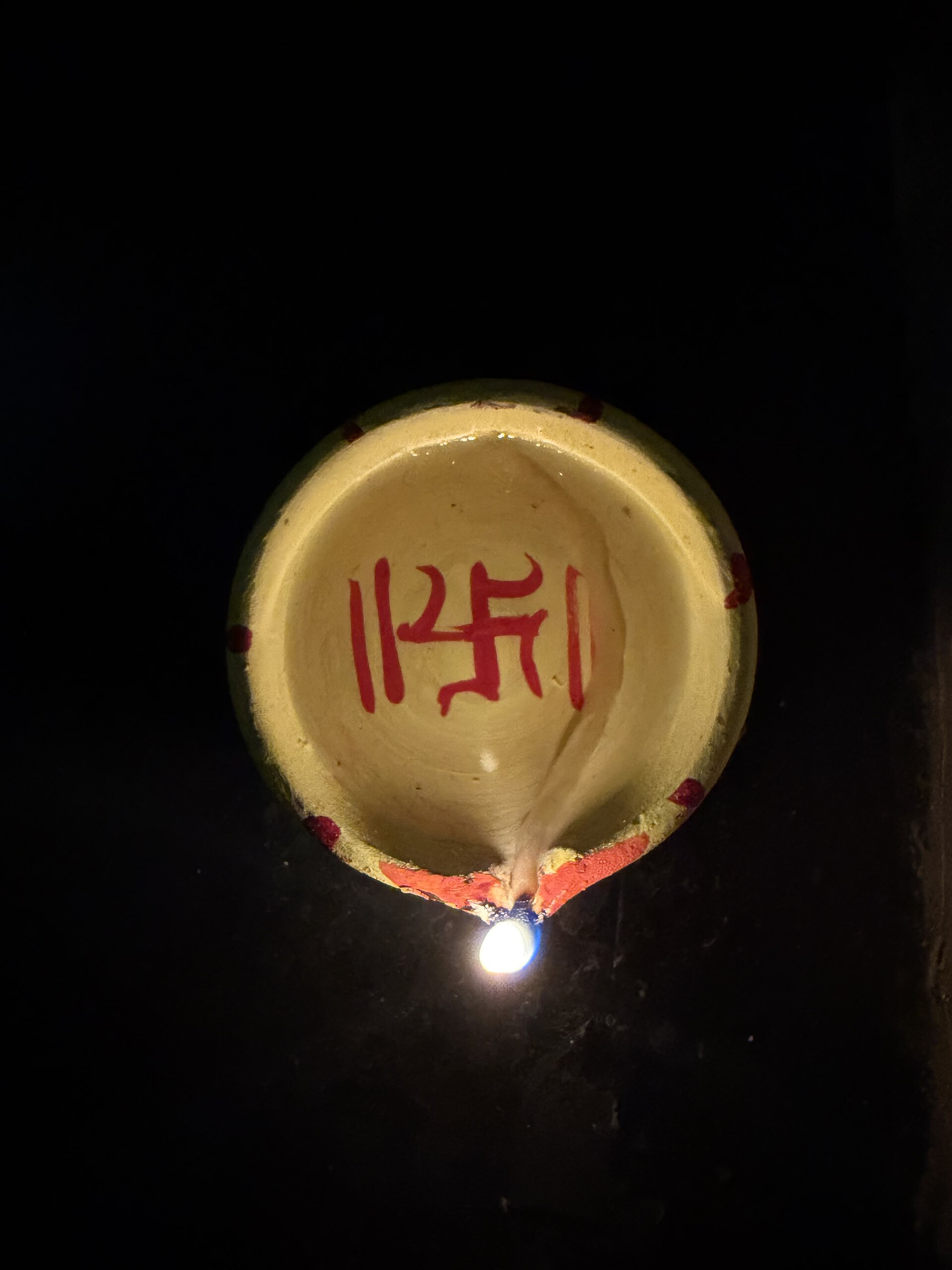 Diya | Indian Press A lit diya lamp with a swastika symbol glows brightly, representing Diwali and Indian culture.