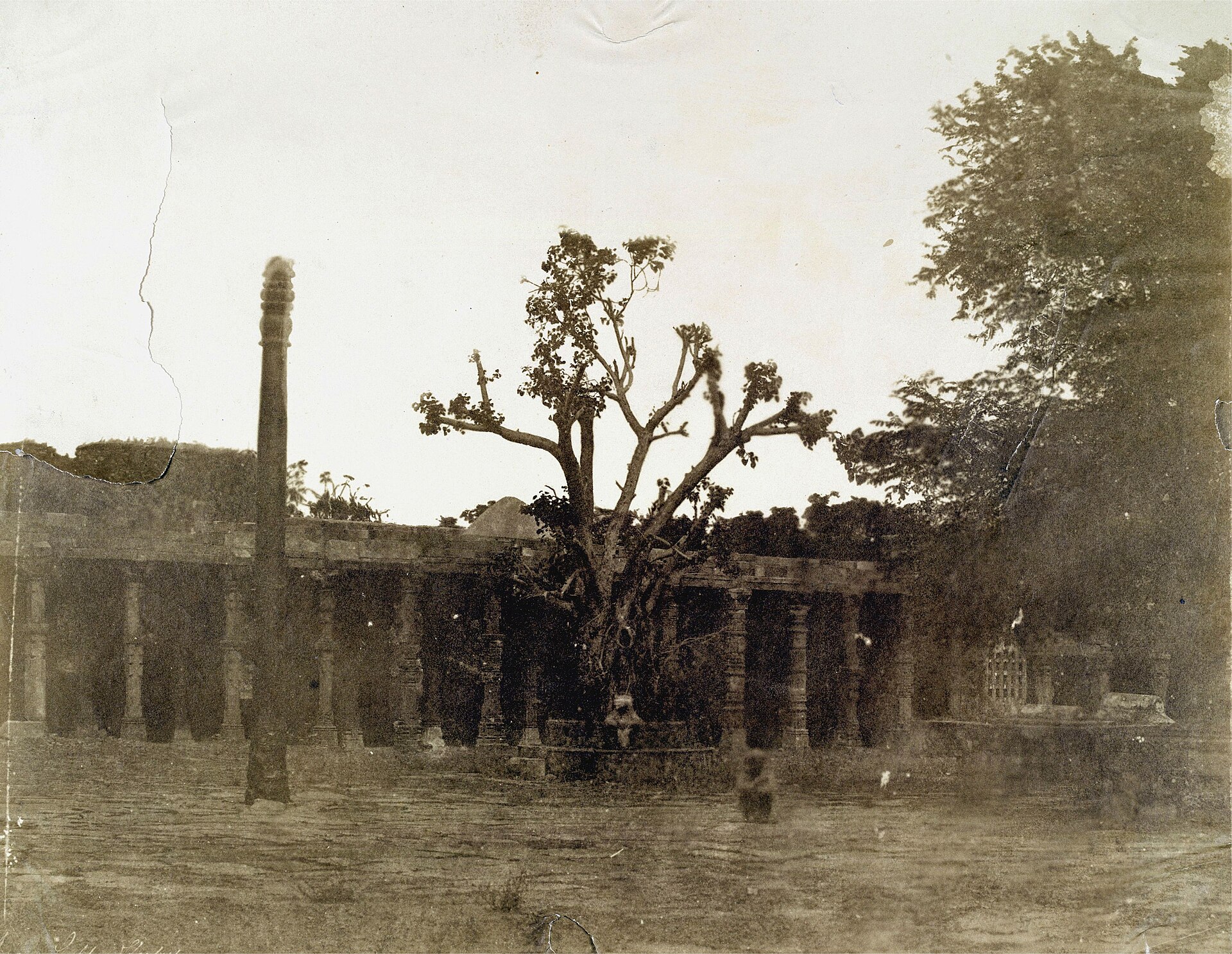 Gupta Era | Indian Press A historic courtyard with a tree growing among ancient pillars and architecture, illustrating Silk Road connections to the.