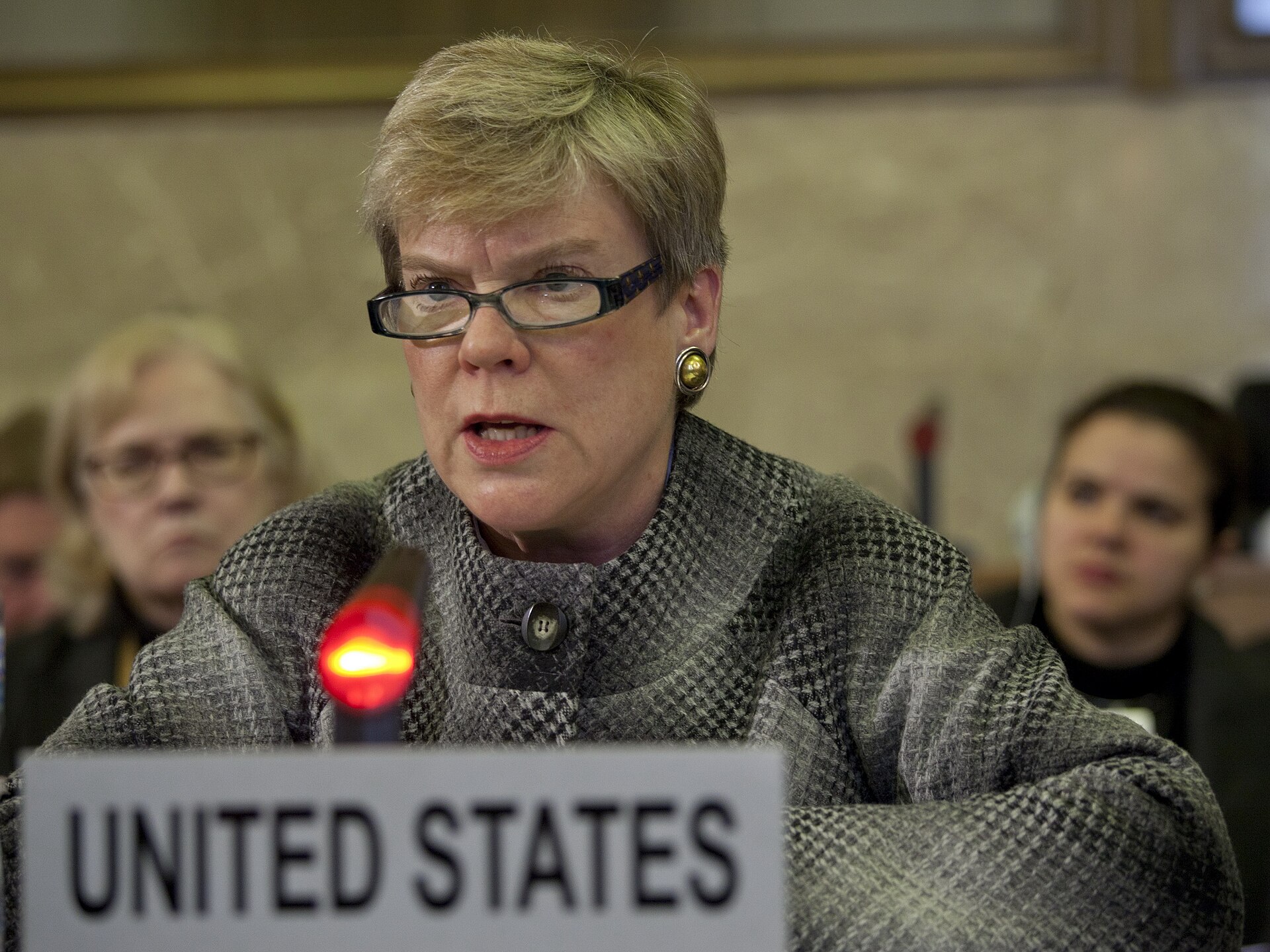 Linda Thomas-Greenfield | Indian Press Linda Thomas-Greenfield speaks at a United Nations meeting as the U.S. ambassador, representing diplomacy.