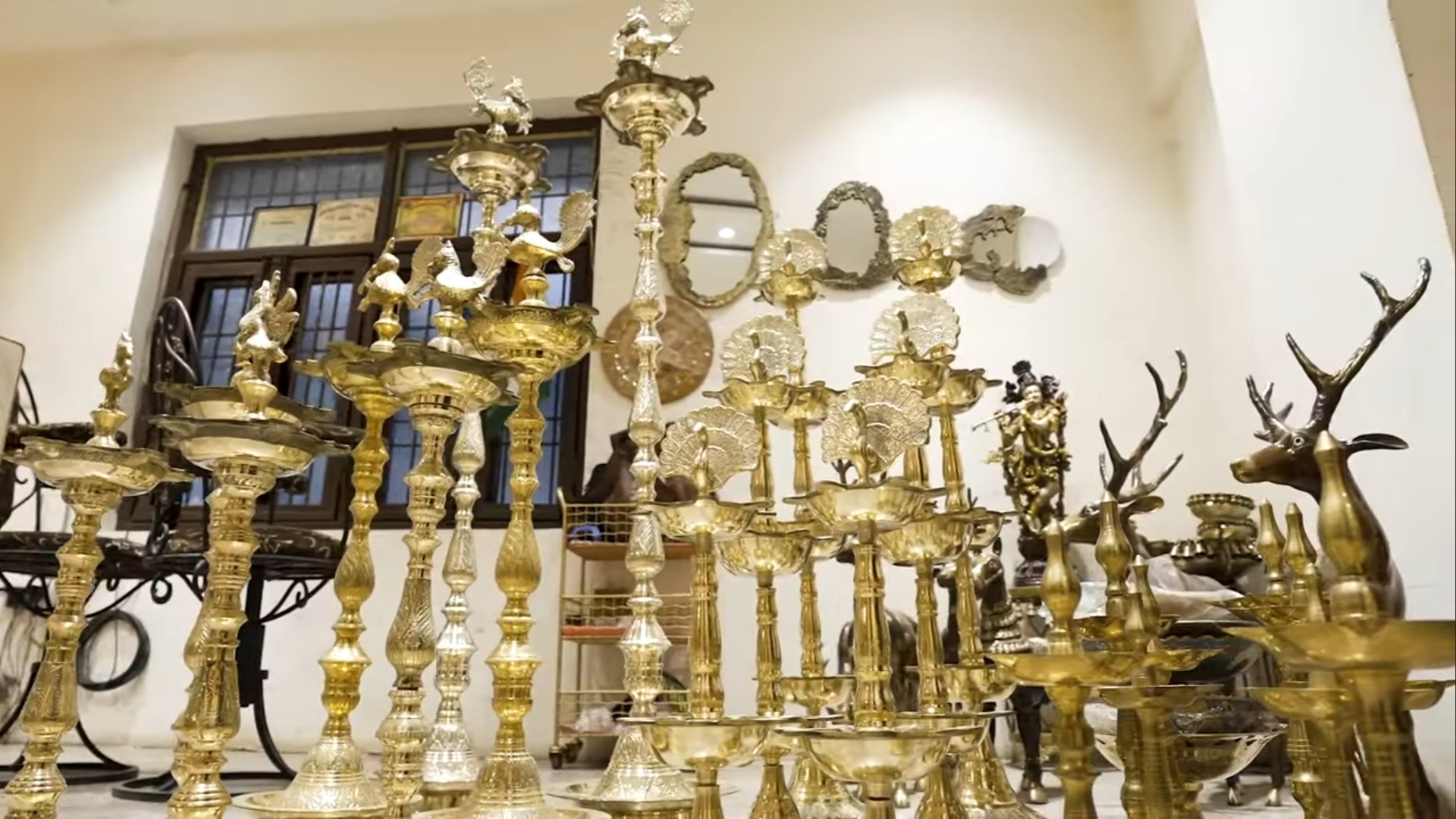 Moradabad Brass Handicrafts | Indian Press Ornate brass decor and metal sculptures fill a room, showcasing India's MSME sector.