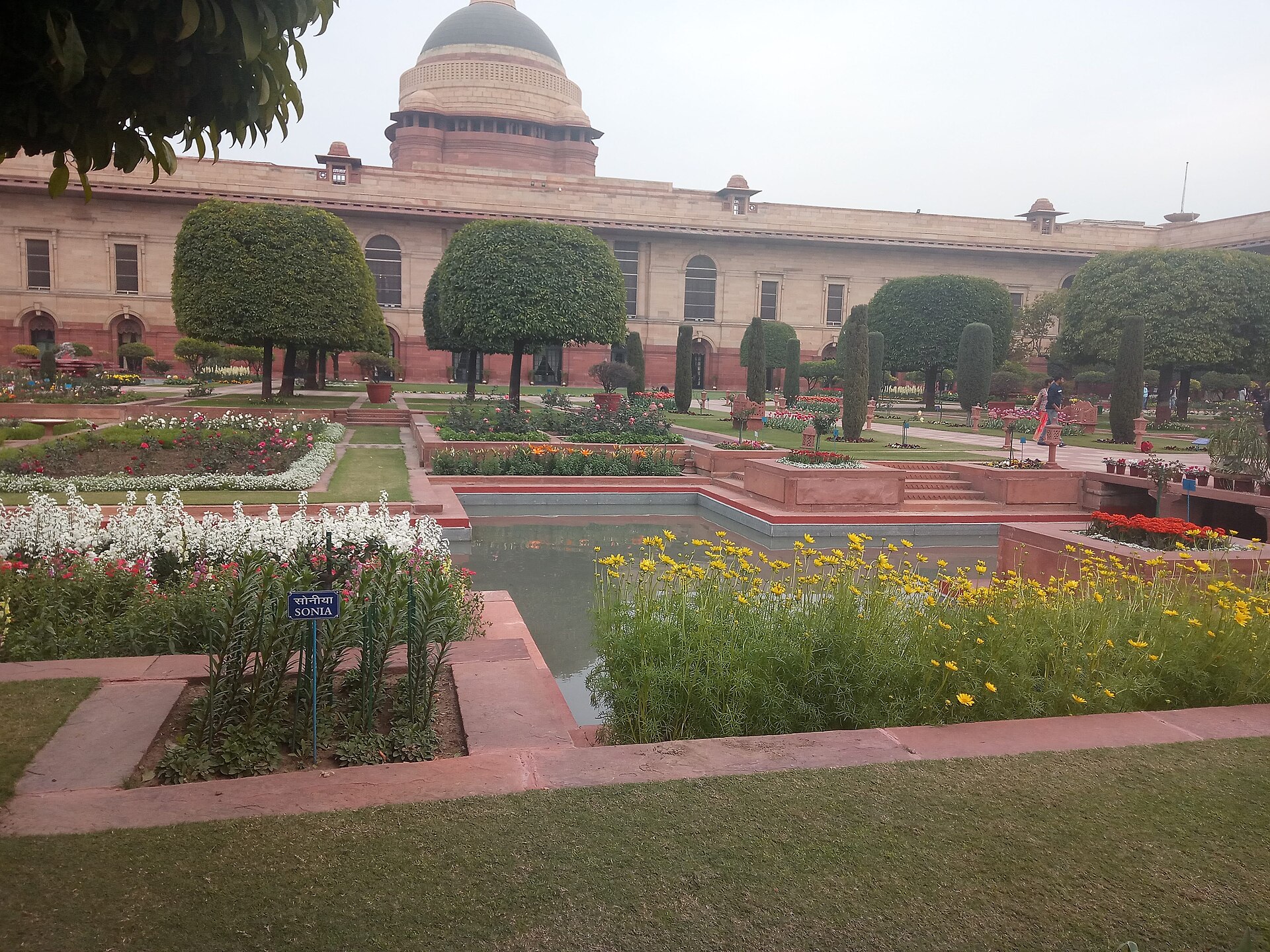 Mughal Gardens | Indian Press Mughal Gardens at Rashtrapati Bhavan showcase symmetrical flowerbeds and manicured trees in New Delhi.