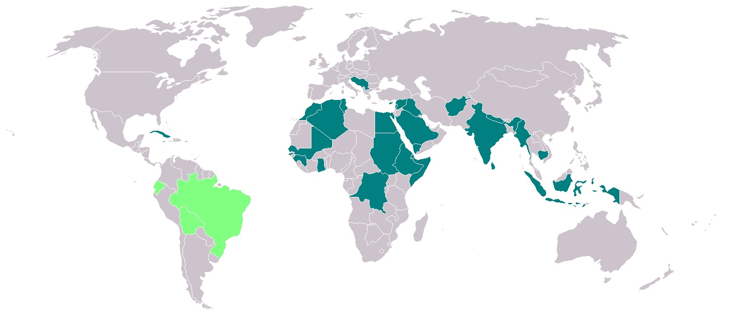 A world map illustrates countries with Arab populations, relevant to discussions of geopolitics and the Non-Aligned Movement.