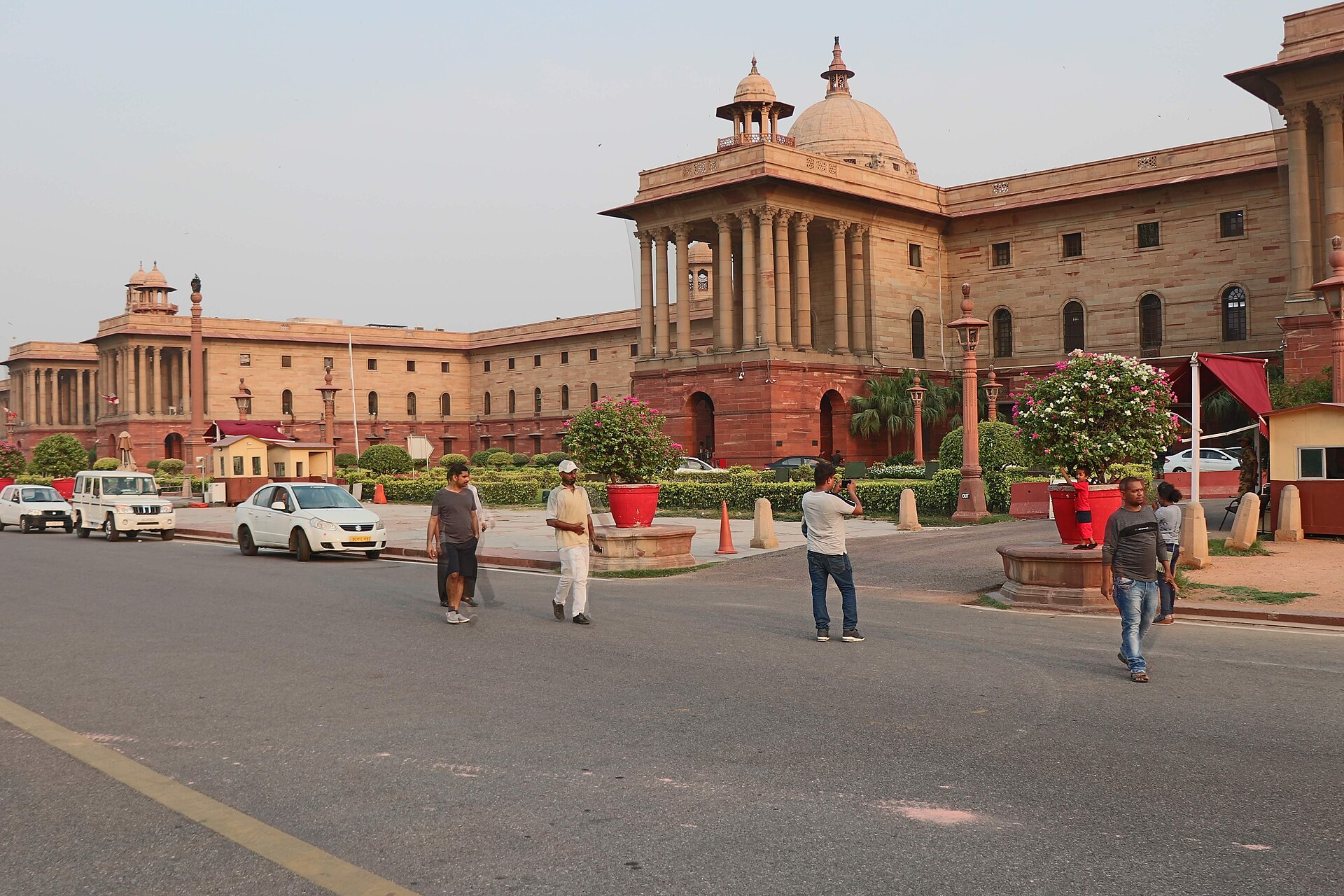 Parliament House complex stands prominently on Rajpath in New Delhi, India.