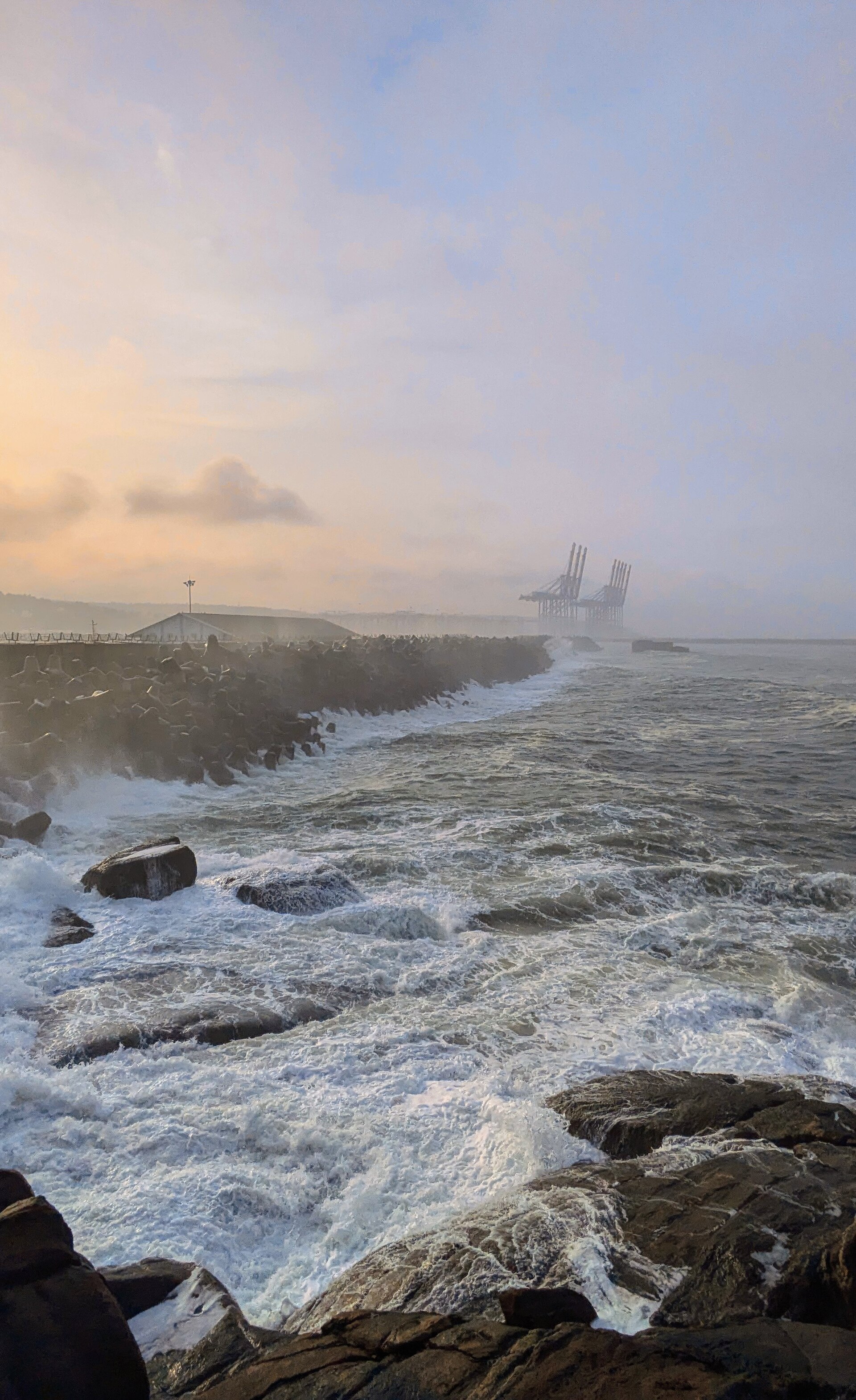 Vizhinjam | Indian Press Waves crash against the rocky Vizhinjam coastline, illustrating India's important ports and logistics network.